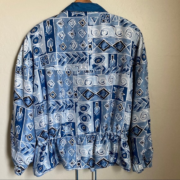 Vintage Blue 100% Silk Jacket Size Small - Picture 6 of 6